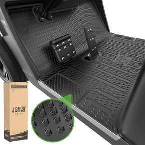 10L0L Golf Cart Floor Mat for EZGO TXT 1996-up, Full Coverage Floor Liner Mat with Grass-scraping Design, Honeycomb pattern, Made by Eco-friendly Resin Rubber - Black