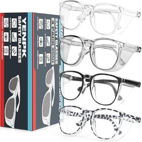 4 Pack Safety Glasses Goggles For Women Anti Fog, Cute Protective Eyewear for Nurses, ANSI Z87+ Anti-Blue Light.