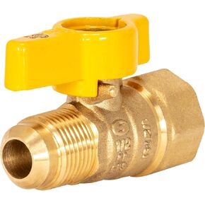 Eastman 3/8 Inch OD Flare x 1/2 Inch FIP Gas Ball Valve, Brass Connectors and Fittings for Natural Gas and Liquid Propane, 60001B