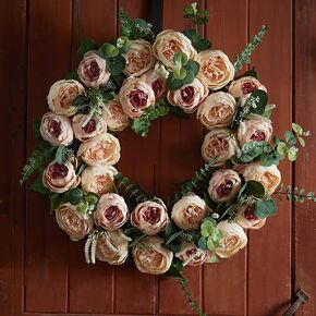 Anna's Whimsy 24 Inch Fall Wreath for Front Door, Artificial Peony Flower Wreath with Eucalyptus Leaves, Autumn Wreath for Indoor, Outdoor Decoration, Door, Wall Hanging, Home Decor