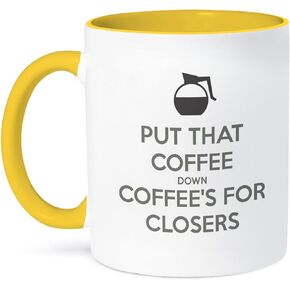 3dRose Put Coffee’s for Closers Mug, 11 oz, Black