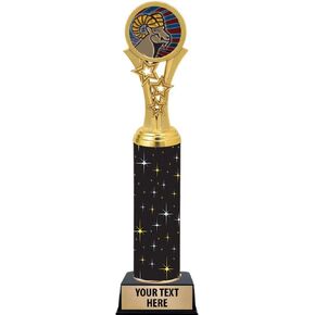 Crown Awards Mascot Trophies, 11" Black Midnight Mascot Rams Trophy, Customize Now Prime