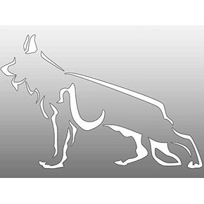 Large Fancy German Shepherd White Vinyl Sticker (Window Decal No Background Dog k9 (7 x 10 inch)
