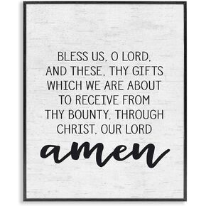 Stupell Industries Bless Us O Lord Before Meal Prayer Subtle Birch Typography Canvas Wall Art, 24 x 30, Design by Artist Lettered and Lined