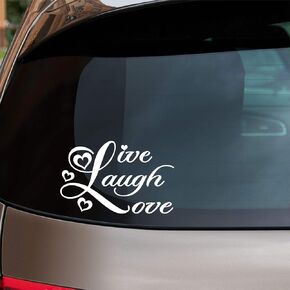 Sunset Graphics & Decals Live Laugh Love Car Decal Sticker | Cars Trucks Vans Walls Laptop | White | 6 inches | SGD000060