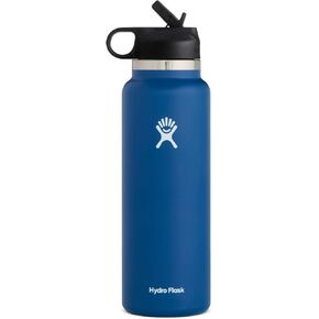 Hydro Flask Wide Mouth Straw Lid - Stainless Steel Reusable Water Bottle - Vacuum Insulated, Dishwasher Safe, BPA-Free, Non-Toxic