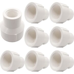 YSIL 8PCS 1" to 1/2" PVC Female to Female Threaded Reducing Coupling Adapter Pipe Fittings for Thread Plumbing PIPE Connection