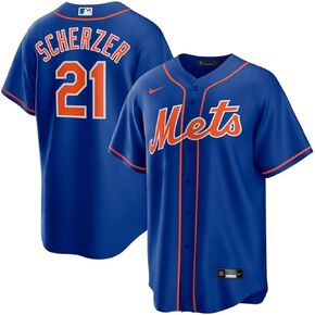 Nike Max Scherzer New York Mets MLB Kids Youth 8-20 Blue Alternate Player Jersey (US, Numeric, 14, 16, Regular, Blue)