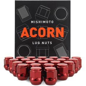 Mishimoto Steel Lug Nuts, M12x1.5, Acorn Seat, 24pc Set, Red