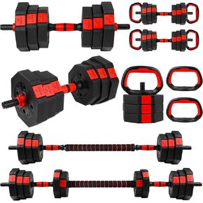 Adjustable Dumbbells Set 22LBS/33LBS/44LBS/55LBS/66LBS Free Weight Set with Connector, 4 in 1 Free Weights Dumbbells Set for Barbell Kettlebells Push Up, Fitness Exercises for Home Gym Men Women