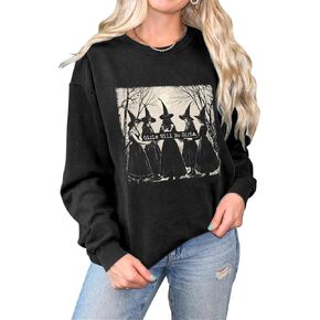 LANMERTREE الفتيات سوف تكون الفتيات هالوين بلوزات النساء خمر الساحرة هالوين القمم Crewneck هالوين البلوز القمم