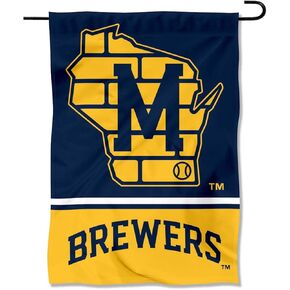 Milwaukee Brewers Retro M State of Wisconsin Double Sided Garden Flag
