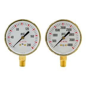 Low and High Pressure Replacement Gauges for Oxygen Regulator 2" x 200 psi and 4000 psi
