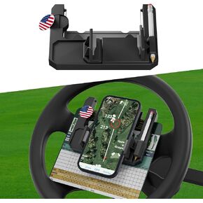 Golf Cart Steering Wheel Cell Phone Mount, Flip Up Phone Holder for Golf Cart Steering Wheel, Suitable for Club Car, EZGO, Yamaha Model Equipped with Original Steering Wheel