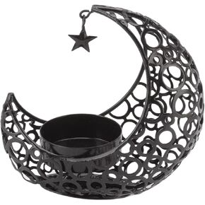 Moon Candlestick,Romantic Iron Hollowed Candle Holder,Metal Moon Pillar Candle Stands Votive Candlesticks Candle Lamps for Table Centerpieces Weddings Decoration Dining (B)