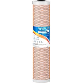 PUREPLUS 5 Micron 20" x 4.5" Whole House Coconut Shell Activated Carbon Water Filter Replacement Cartridge, Compatible with EPM-20, CB-20, 155783-43, FC25B, 1 Pack