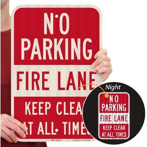 SmartSign "No Parking - Fire Lane, Keep Clear" Sign | 12" x 18" 3M High Intensity Grade Reflective Aluminum