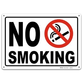 Brimar- 7"x10" No Smoking Sign - Weatherproof Rust Free Aluminum - Clear Symbol and Text - Easy Installation
