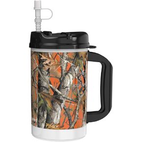 32 oz Camo Mug | NextCamo Mug with Large Handle, Lid and Straw | Double Wall Insulated Travel Mug - BPA Free (White)