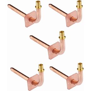 (Pack of 5) EFIELD Pex-a Expansion F1960 Copper Stub Out Elbow with Wall Flange, 1/2", 6 Inch Length