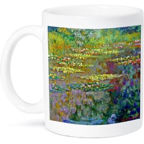 3dRose mug_155656_2 Water Lilies by Impressionist Artist Claude Monet Waterlilies on Lake Famous Nature Impressionism Ceramic Mug, 15-Ounce