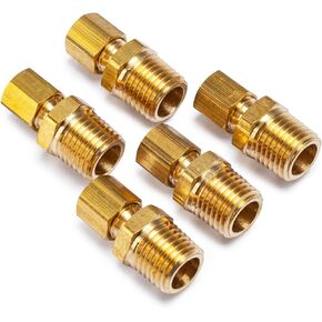 LTWFITTING Brass 3/16 OD x 1/4 Male NPT Compression Connector Fitting(Pack of 5)