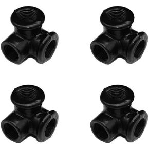 GeilSpace 3-Way, Malleable Iron Pipe Fittings - Vintage DIY Industrial Shelving, Industrial Decor, Furniture DIY (1/2", Black)