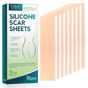 Silicone Scar Sheets - Scar Removal Treatment, Scars Tape, Strips for Acne Scars Healing Keloid Surgery, C-Section,Burn, Tummy Tuck- Scar Removal Treatment Sheets(3 X 1.6 Inch-20PCS)