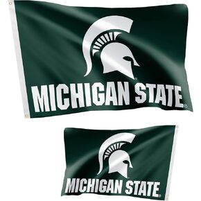 لافتات ديزرت كاكتوس ميشيغان ستيت علم جامعة سبارتانز MSU مزدوجة الجوانب 100% بوليستر للاستخدام الداخلي والخارجي 3 × 5 أقدام (مزدوج الجوانب - العلم أ)