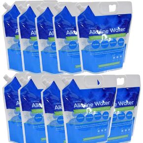 Bulk LOT - 5L / 1.3 Gallon Foldable Alkaline PH Water Bags - Collapsible Emergency Water Jug Container Bag, Freezable, BPA Free Plastic Water Carrier Tank, Outdoor Folding Water Bag Food Grade (10)