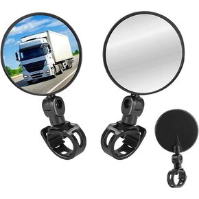 2 Pcs Bike Mirror, Bicycle Cycling Rear Mirror Rotatable Handlebar Convex Mirror Adjustable 360 Degree Rearview Bicycle Mirrors Shockproof Wide Angle Safety Mirror for Mountain Road Bike