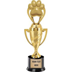 Crown Awards Paw Print Trophy, 13" Gold Cup Paw Print Trophies with Custom Engraving Prime