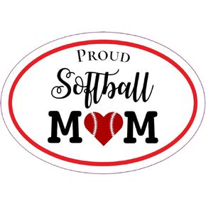 WickedGoodz Oval Softball Mom Decal - Softball Bumper Sticker - Softball Mom Coach Sticker