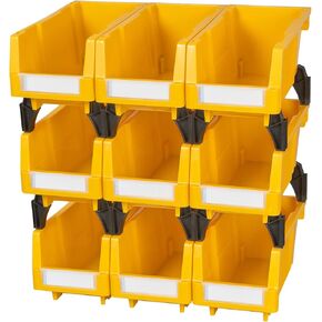 Plastic Storage Bins Shop Stackable Organizer Bins Parts Bin Shelf Storage Bin Garage Storage Bins(Yellow,Pack of 9)