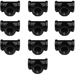 GeilSpace Tee, Malleable Iron Pipe Fittings - Vintage DIY Industrial Shelving, Industrial Decor, Furniture DIY (3/4", Black)