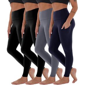 CAMPSNAIL 4 Pack Leggings with Pockets for Women, Soft High Waist Tummy Control Workout Gym Yoga Pants