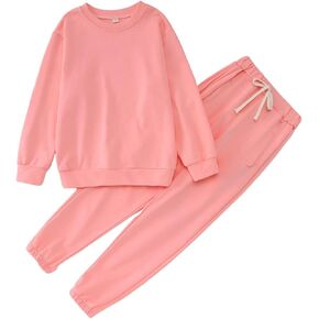 MODNTOGA Big Kid Plain Sweatsuit Set 2PCS Crewneck Sweatshirt and Sweatpants Set for Boys Girls Activewear Fall Winter Outfit