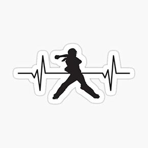 Heartbeat/Pulse - Female Softball Catcher Sticker - My STICKER Design - Sticker Graphic