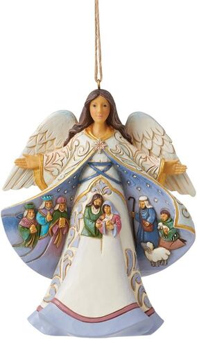 Enesco Jim Shore Heartwood Creek Angel مع عباءة مشهد المهد للتعليق، 4.53 بوصة، متعددة الألوان in Saudi Arabia