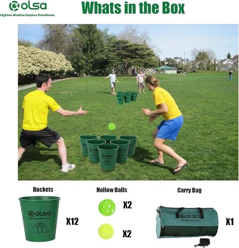 ألعاب olsa يارد بونغ في الهواء الطلق، ألعاب بونغ يارد عملاقة مع 12 دلاء، كرات، حقيبة حمل قوية للتخييم على الشاطئ، الفناء الخلفي، ألعاب داخلية وخارجية للبالغين والعائلة in Kuwait