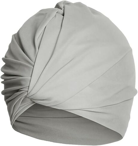 Women Pleated Fabric Swim Cap Elastic Long Curly Hair Bathing Cap Breathable Knotted Swimming Turban Non-Waterproof Swimming Hat Wrap in Saudi Arabia