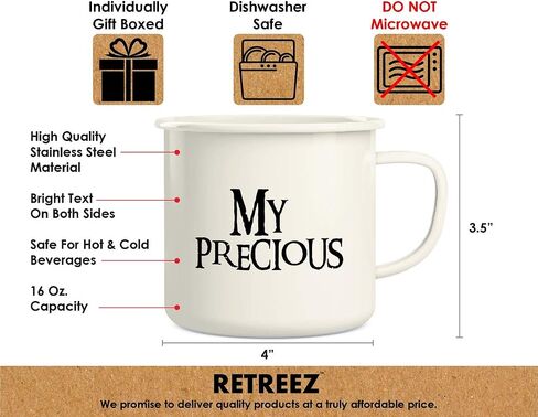 كوب قهوة من Retreez My Precious Coffee Tea 16 أونصة مصنوع من الفولاذ المقاوم للصدأ معدني للتخييم وإشعال النار - هدية عيد ميلاد ملهمة تحفيزية ساخرة مضحكة لصديق وزميل العمل والأخت والأخ والأب والأم in Saudi Arabia