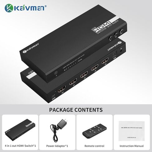 محول مصفوفة HDMI 6x2، KAIVMAN 6 في 2 مخرج HDMI مصفوفة/مقسم مع جهاز تحكم عن بعد بالأشعة تحت الحمراء ومستخرج صوت SPDIF بصري 3.5 مم | محول بسرعة 18 جيجابت في الثانية يدعم UltraHD 4K@60 هرتز 4:4:4، HDR، ARC، RS232، EDID in Saudi Arabia