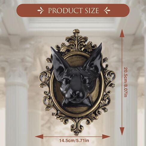 UITWMKTG Animal Head Wall Decor Gold Vintage Wall Sculpture Home Decor Gothic Statue for Living Room Bedroom Halloween Decoration for Men Women Bat in Saudi Arabia