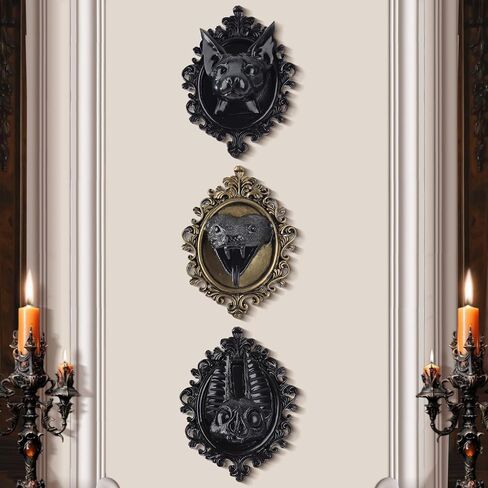 UITWMKTG Animal Head Wall Decor Gold Vintage Wall Sculpture Home Decor Gothic Statue for Living Room Bedroom Halloween Decoration for Men Women Bat in Saudi Arabia