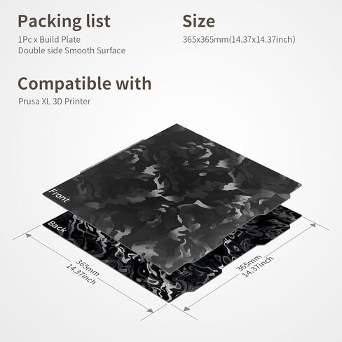ترقية لوحة بناء Prusa XL مزدوجة الجوانب ناعمة PEF+PED لوح فولاذي زنبركي 365x365 مم سرير طباعة سطح مرن قابل للإزالة لطابعة Prusa ثلاثية الأبعاد in Kuwait