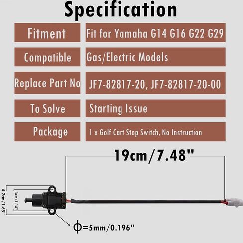 19 سنتيمتر سلك وقف التبديل صالح لياماها عربة جولف G14 G16 G22 G29 G & E استبدال ل JF7-82817-20 JF7-82817-20-00 JF7828172000 in Saudi Arabia