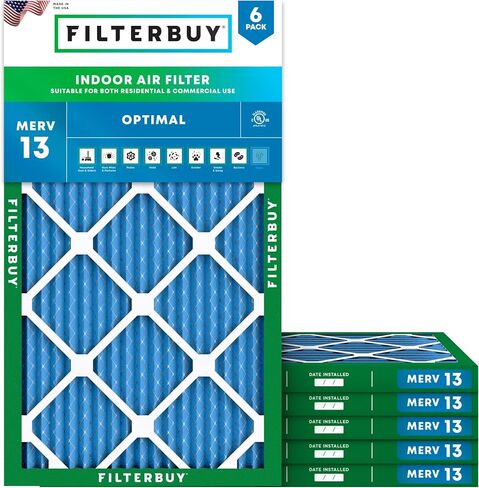 Filterbuy 18x30x1 Air Filter MERV 13 Optimal Defense (6-Pack), Pleated HVAC AC Furnace Air Filters Replacement (Actual Size: 17.75 x 29.75 x 0.75 Inches) in Saudi Arabia