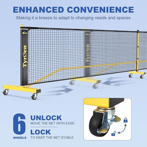 Pickleball Net Set - Pickleball Net on Wheels for Driveway Backyard, 22FT Regular Size, 4 Fiberglass Paddles & 6 Balls, 12 Court Markers, Portable Pickle Ball System with Carry Bag in Kuwait