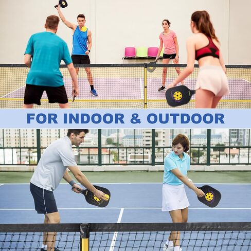 Pickleball Net Set - Pickleball Net on Wheels for Driveway Backyard, 22FT Regular Size, 4 Fiberglass Paddles & 6 Balls, 12 Court Markers, Portable Pickle Ball System with Carry Bag in Kuwait